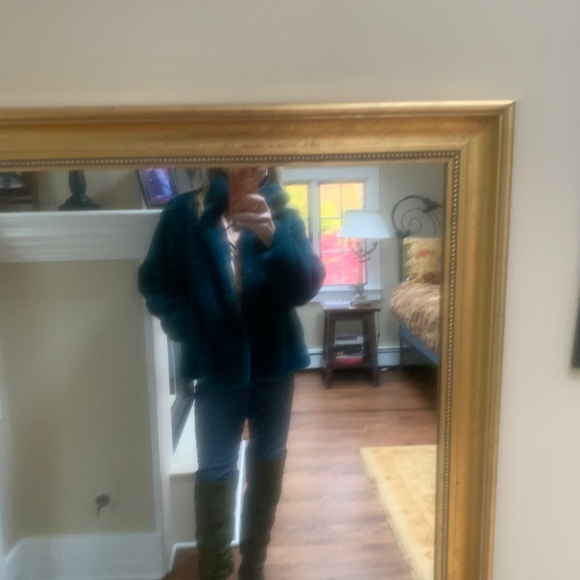 Donna Salyers fabulous furs deep teal faux fur jacket - Picture 9 of 10